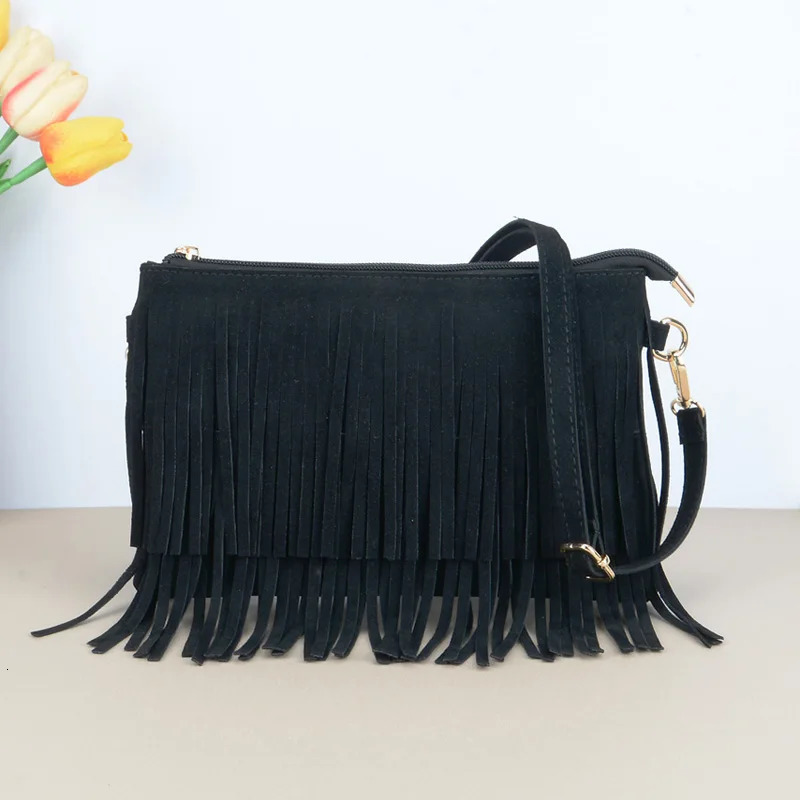Retro tassel cross body bag womens casual shoulder bag Bohemian style edge square wallet womens handbag as a gift 250214