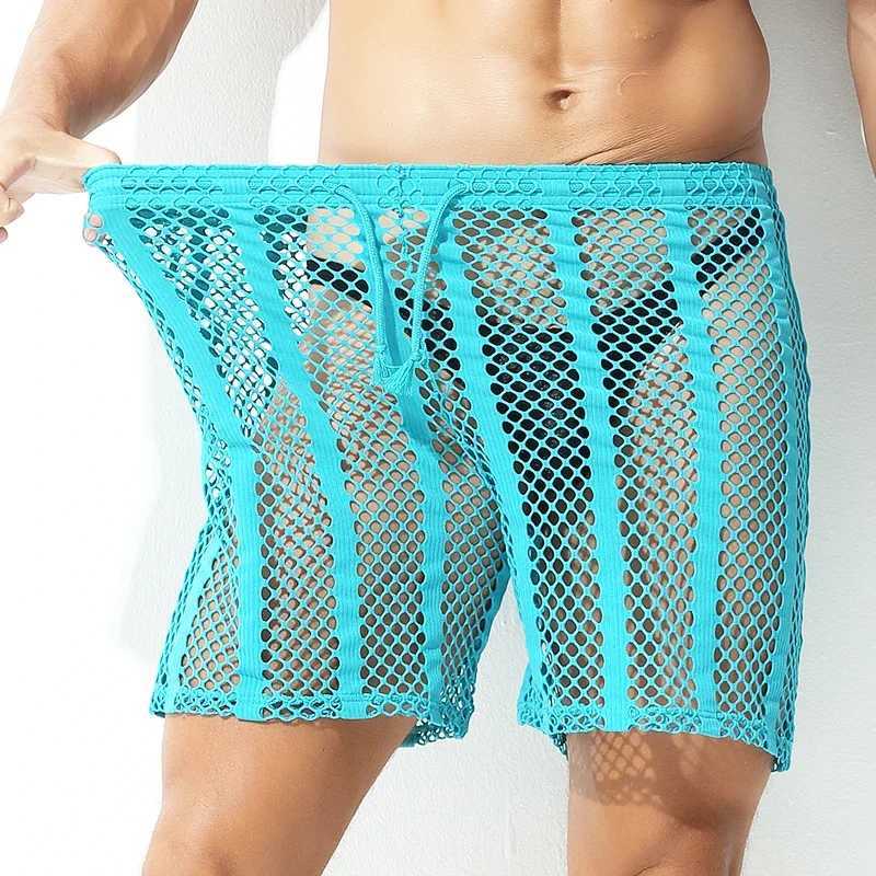 Beach Boxers Short Men Transparent Sportwear Youth Quick Dry Swimming Trunks Mesh Breathable Board Shorts(No Briefs) M250218