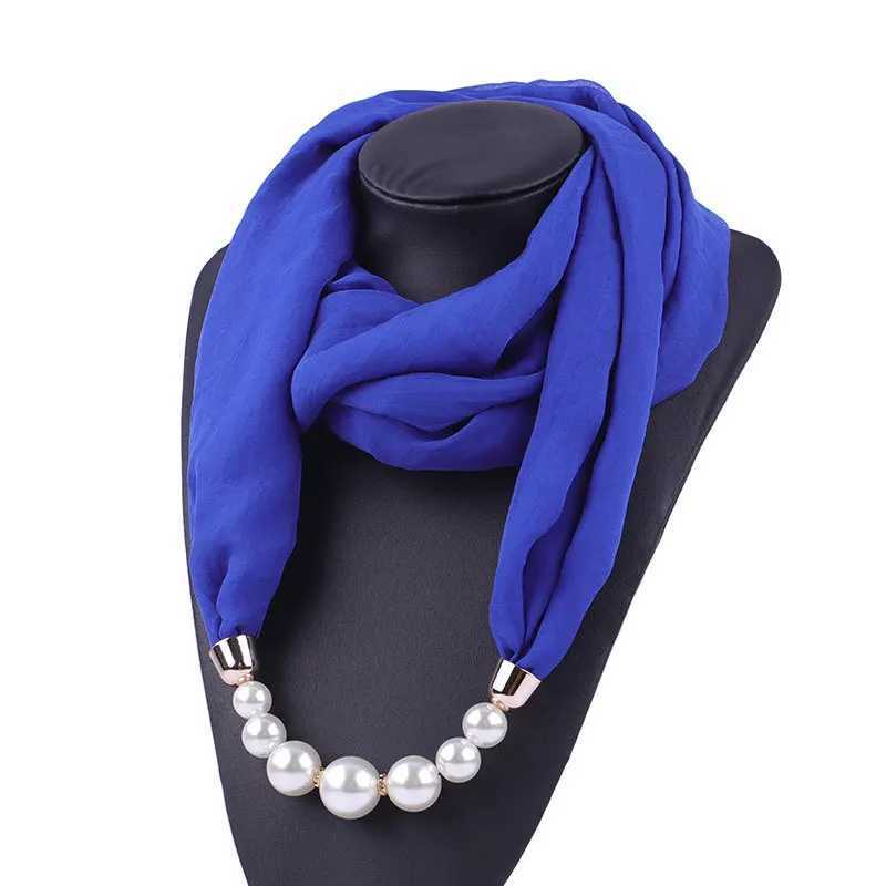 Solid color Jewelry Statement Necklace Pendant Scarf Women Neckerchief Foulard Femme Accories Hijab W250218