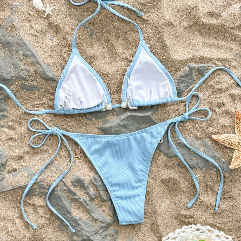 Women 2025 New Shell Beach Bikini Sexy Hanging Neck Strap Swimsuit Gather Maillot De Bain Swimsuit Designers Bikini Swim Suit New Product
