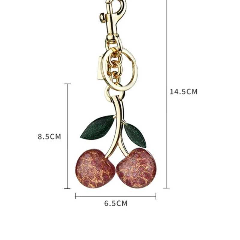 Keychains Lanyards Red Cherry Pendant Keychain for Womens Cute Bag Decoration Multifunctional Jewelry Car Key Accessories Trendy Charm Keyring H250217
