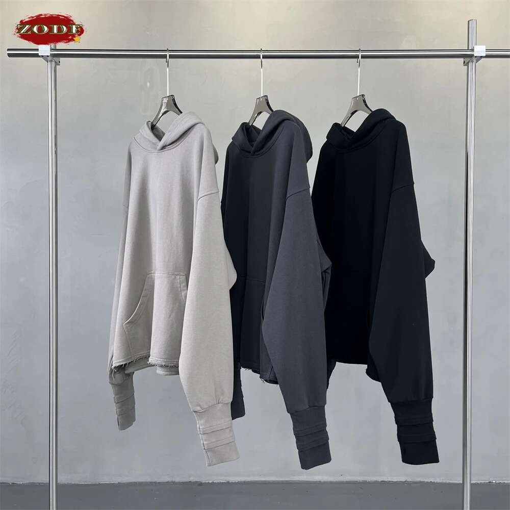 ZODF New Autumn Men Heavyweight 450gsm Hoodie Unisex Loose Ninja Sleeve 100% Cotton Hooded Pullovers Winter Coat HY0927