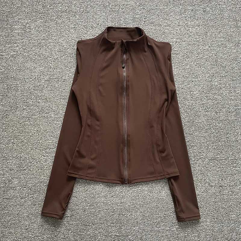 Active Shirts Tees 2024 New Womens Zipper Jacket Quick Drying Long Sleve Slimming Top Exercise Thumbhole Running Gym Coat Sports Shirt H25218