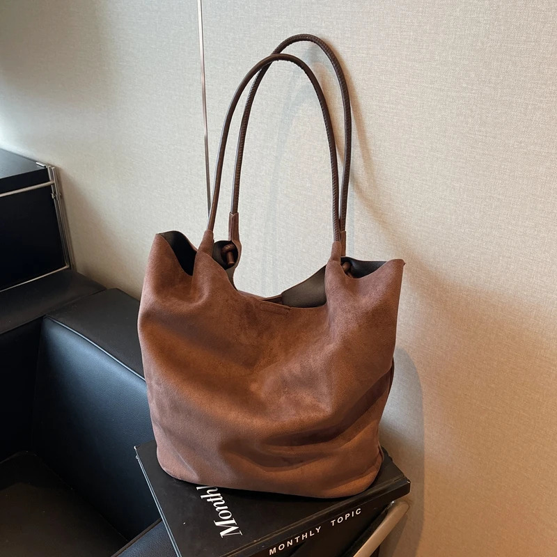 Women Suede Shoulder Bags Travel Fashion Tote Womens Handbags Large Capacity Bag Solid Color Simple Casual Work 250206