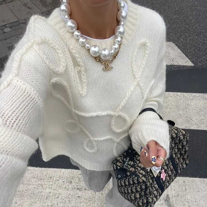 Talenza Autumn Casual Pullover Womens Solid O-neck Long Slve Sweater New Loose Commuting Office Chic Knitted Sweater Outfits X250218