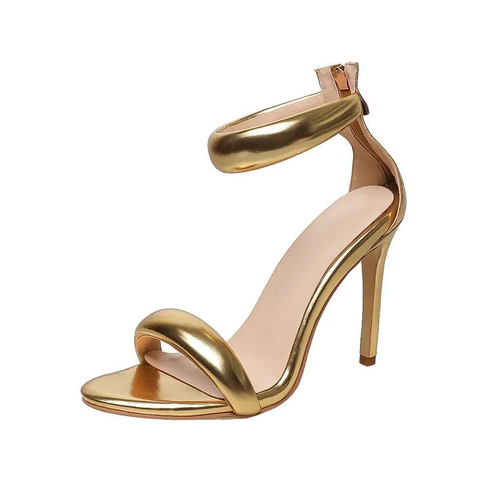 2025 Women Concise Style One-Strap Sandals For Party Sexy Stiletto Heel Back Zip Cover Heels Summer Leopard Sandalias