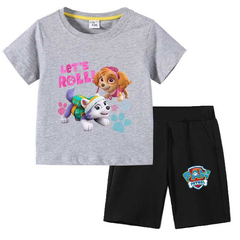 P Patrol Girls Set Kids Short Sleeve T-Shirt And Shorts 2-Piece Outfits Boys Suit Childrens Cotton Summer Clothes W250218