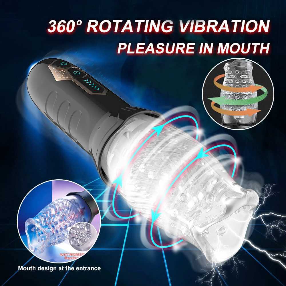Automatic Electric 360 Rotating Sucking Male Blowjob Piston Masturbator Cup Vagina Real Oral Vibrator Sex Toys for Adults Men W250218