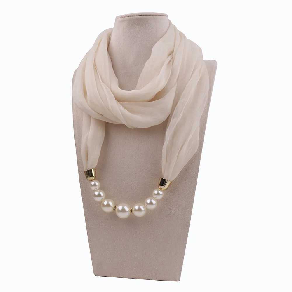 Bubble chiffon solid jewelry bead pendant necklace scarf head scarf womens headscarf scarf Wrs Foulard W250218