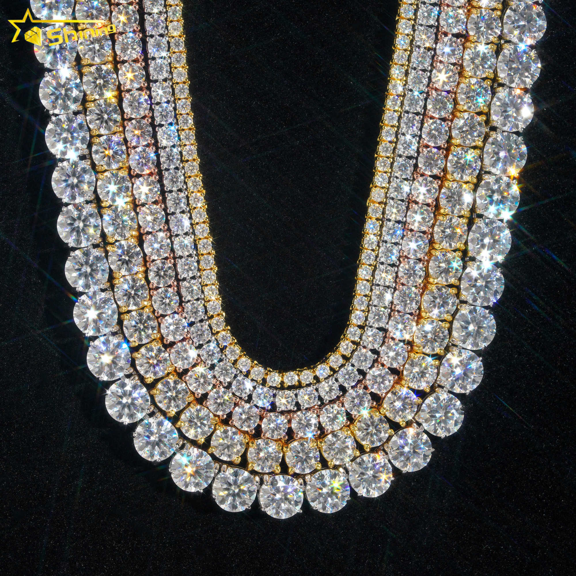 Hot Sale Ready to Ship Dropshipping VVS Moissanite Necklace S925 Gold Plated Tennis Chain Fine Jewelry Wholesale Price