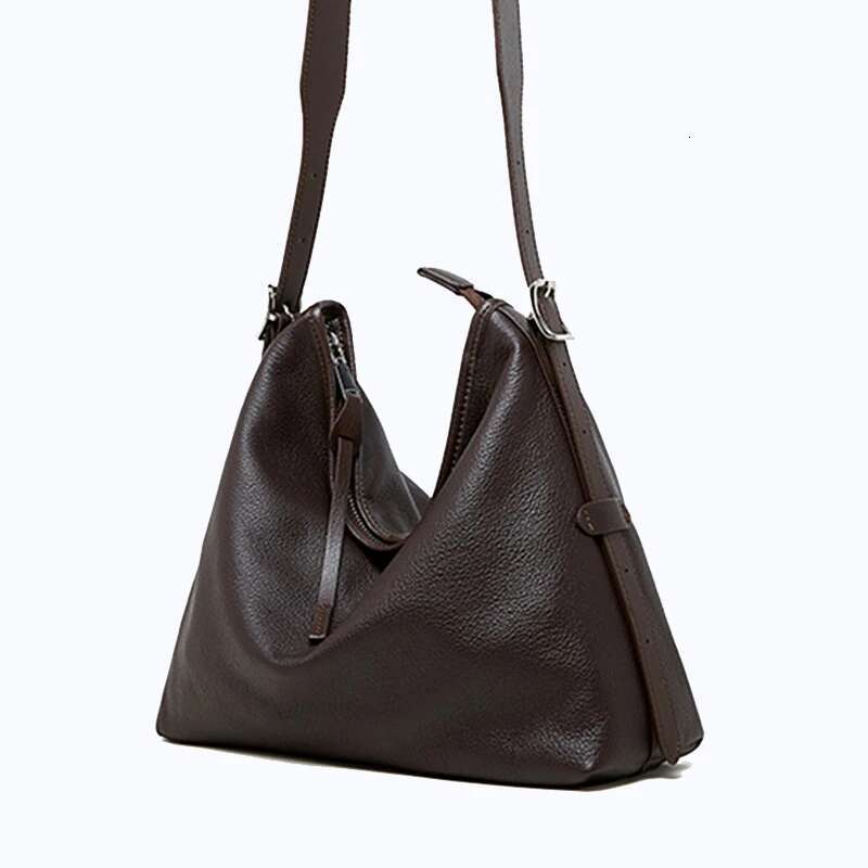 Hifashion Cowhide Genuine Leather Hobo Shoulder Bags For Women 2025 Vintage Designer Large Capacity Messenger Ladies Handbags
