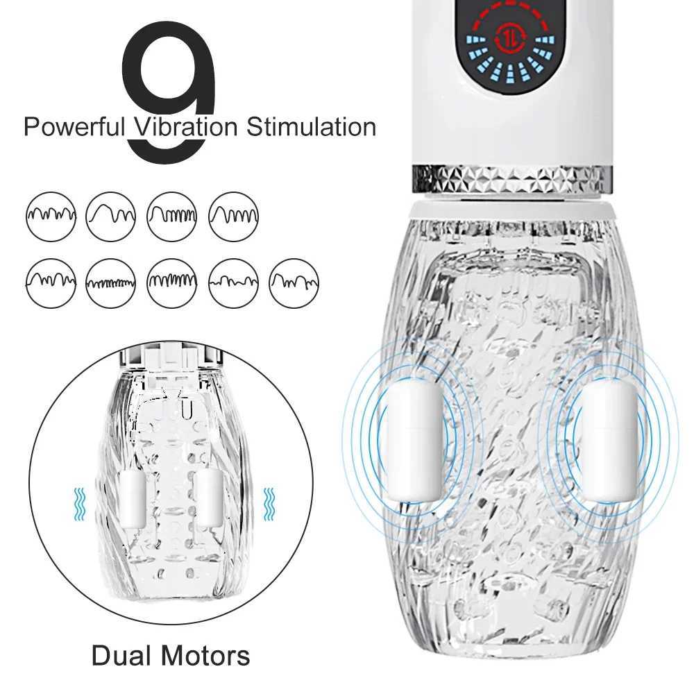 Male Masturbator Cup Automatic Thrusting Rotating Vibrating Penis Pump Trainer Masturbation Cup Adult Sex Toys for Men Adults W250218