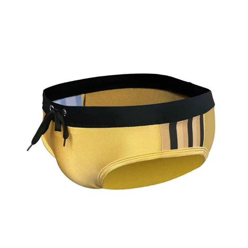 New Arrival Stripes Splicing Swimming Trunks Men Summer Breathable Comfort Swimwear Sexy Bikini Briefs Surffing Boxer Beach Shorts Swimsuits Z260313