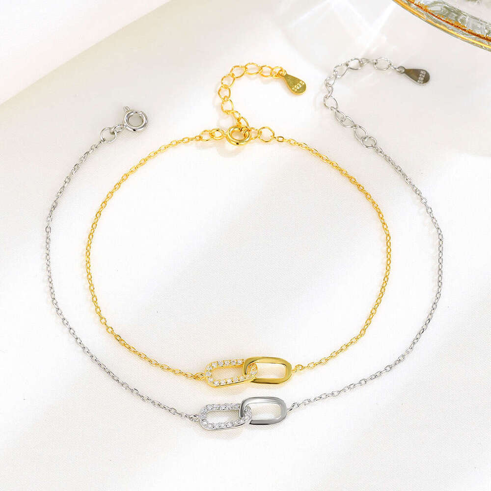 S pure sier Mobius ins style niche temperament jewelry versatile simple double ring bracelet for women