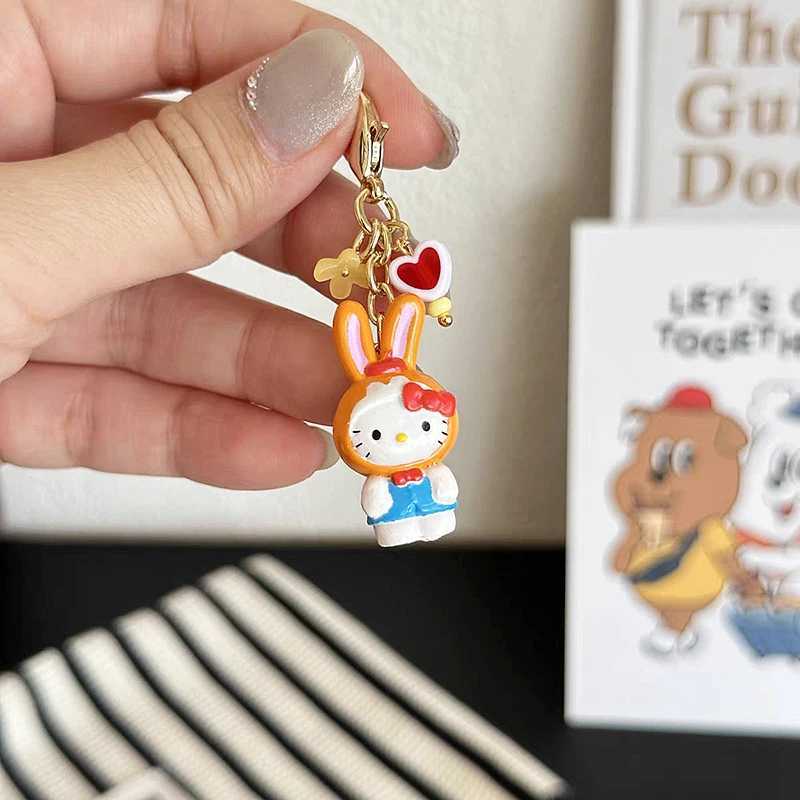Keychains Lanyards Kawaii Anime Kitty Cat Keychain Cute Animals Toys Doll Pendant Keyring Key Buckle Backpack Charm Ornament Accessories Girls Gift H2