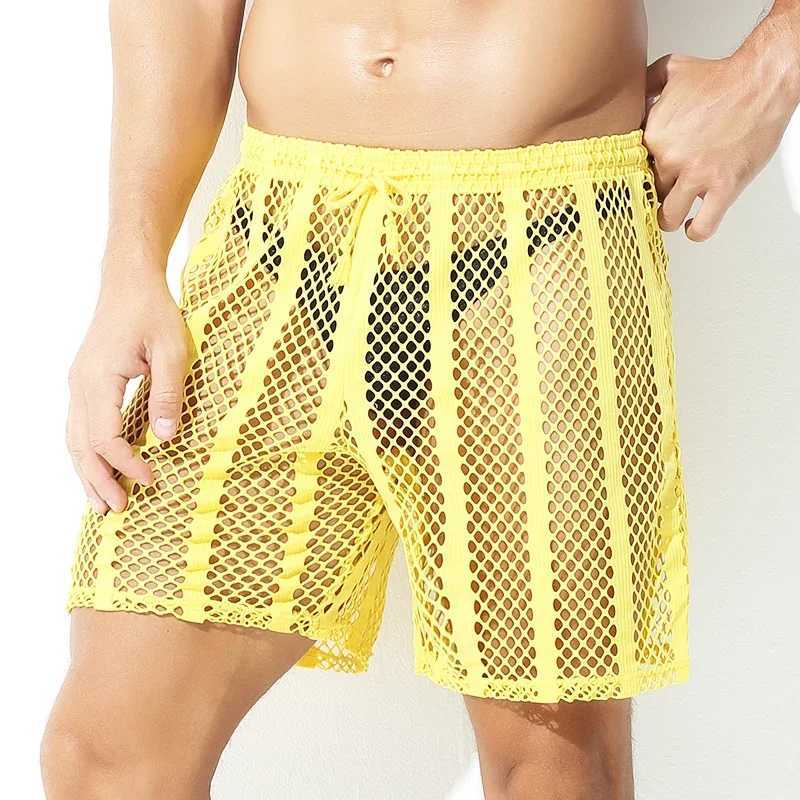 Beach Boxers Short Men Transparent Sportwear Youth Quick Dry Swimming Trunks Mesh Breathable Board Shorts(No Briefs) M250218