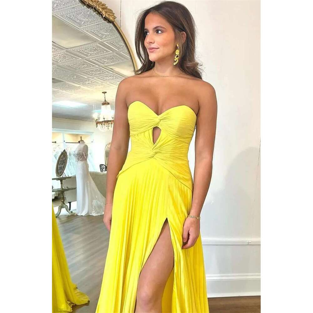 Strapless Bella Chiffon Prom Dresses Mermaid Homecoming Dress Elegant Sleeveless Customized Side Split Vestidos De Fiesta
