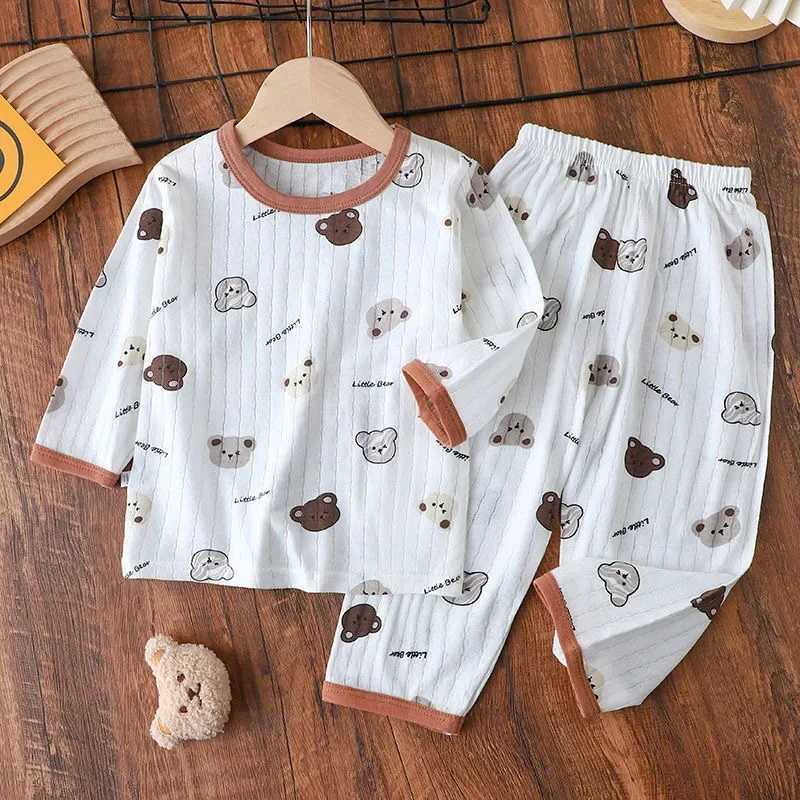 Cotton Kids Clothes Three Quart Sleeve Home Sleepwear Childrens Clothing Boy Girl Autumn Winter Tops Pants Suits Children Sets W250218