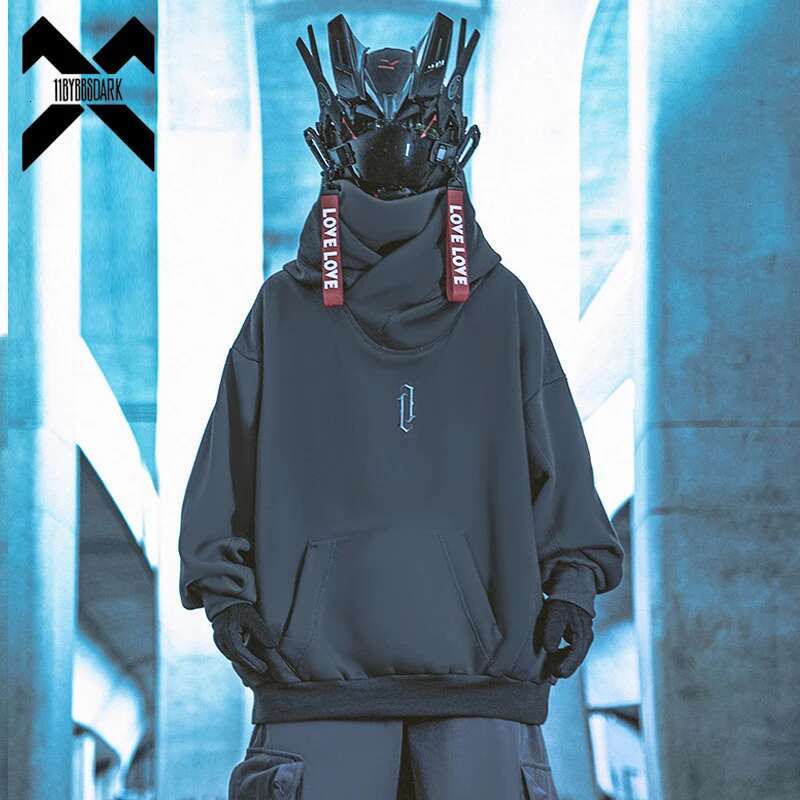 11 BYBB'S DARK 2023 Double Necke Hoodie Techwear Haruku Men Hoodies Hip Hop Streetwear Pullover Sweatshirts Oversize