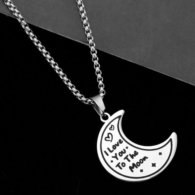 Hot selg stainless steel star moon couple necklace for men and women Qixi Valentine's Day gift pendant