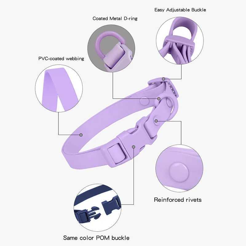 Dog Harnesses New Macaron Colored PVC Dog Collar Waterproof Dirt Resistant Easy To Clean Pet Collar Adjustable Neck Collar Pet Dog Collar Set H250217
