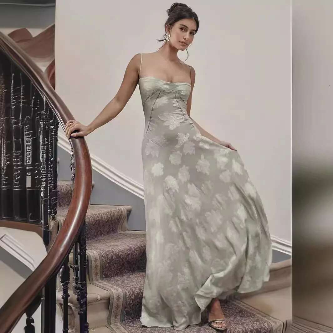 Women's Summer Casual W Ral Sweet Sleeveless Dress Ruffle Square Neck Long Dresses