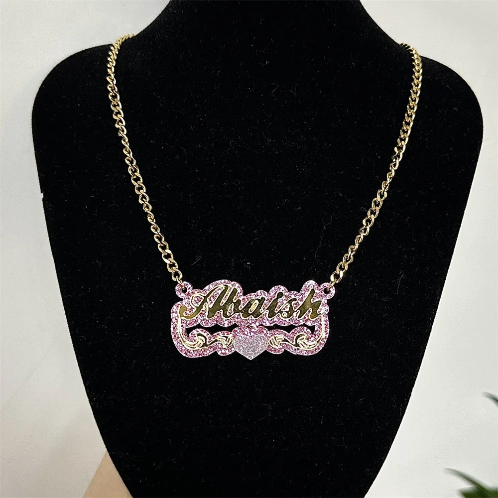 Customized Name Necklace Baby Girl Acrylic Nameplate Personalized for Women Children Jewelry 250214