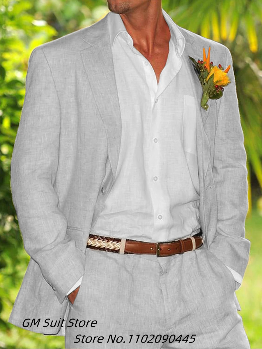 Four Seasons Linen Mens 2-piece Coat Set Elegant Mens Fashion Mens Wedding Dress Mens Wedding Dress Mens Clothing 250214