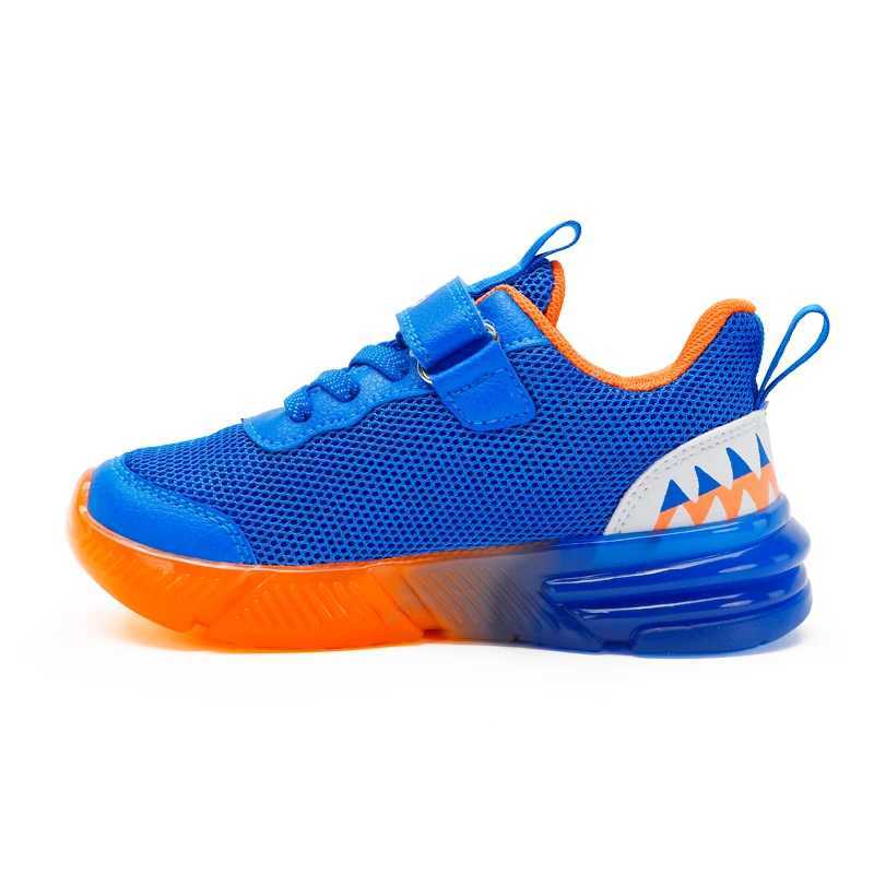 EXDINO Dinosaur 2-6 Childrens LED T-REX Mesh Autumn New Light Up Shoes Boys Little Kids Outdoor Casual Glowing Sports Sneakers Z250217