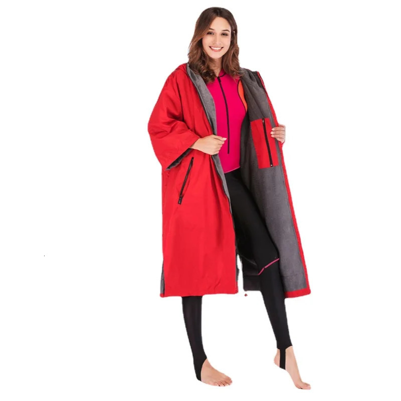 Waterproof Surf Changing Robe Outdoor Coat Fleece Lined Jacket Keeping Warm Dry Oversized Poncho for Swimming Surfing 250217