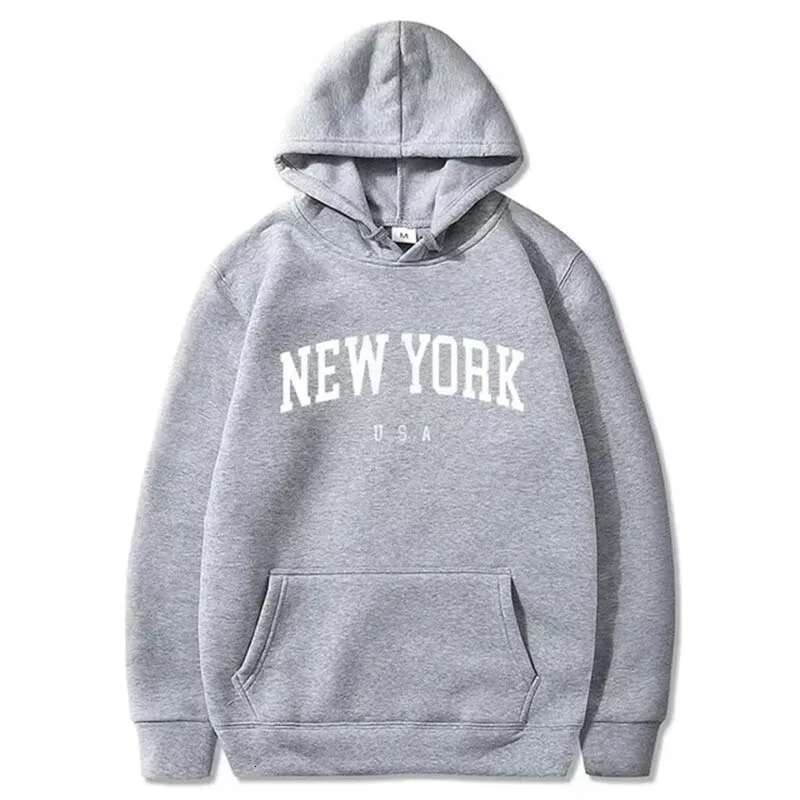 Men Women New York U.S.A City Hoodies Fashion Letter Printed Graphic Sweatshirts Loose Casual Hooded Pullover Sportwear