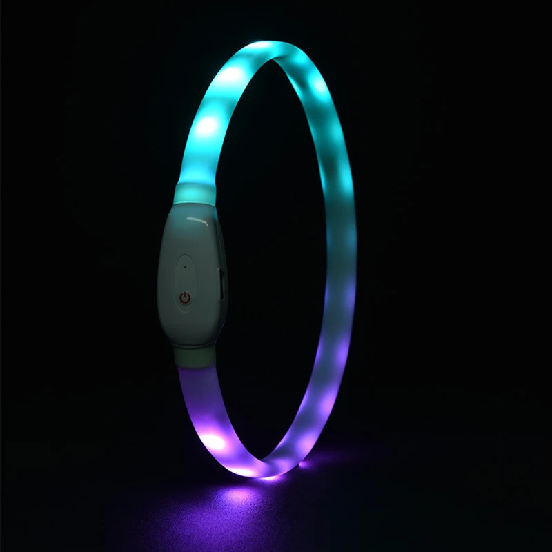 USB Rechargeable Glowing Collar for Large and Small Dogs LED Glowing Dog Collar 9 Flashing Modes Adjustable Soft Silicone Collar 250218