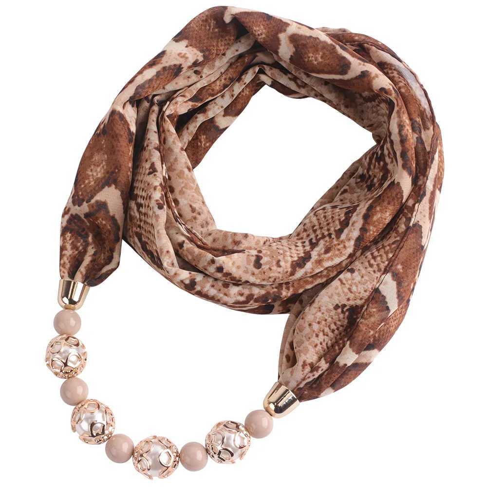 Womens Leopard Chiffon Hijabs Scarf Statement Necklace Pendant Scarf Neckerchief Foulard Femme Accories Hijabs W250218