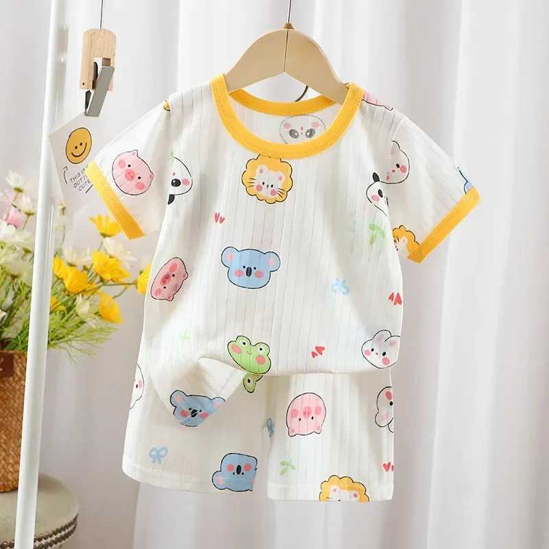 Childrens Clothing Summer Short Sleeve Home Sleepwear Children Sets Kids Clothes Boy Girl T-shirt shorts Cotton Suit Baby W250218