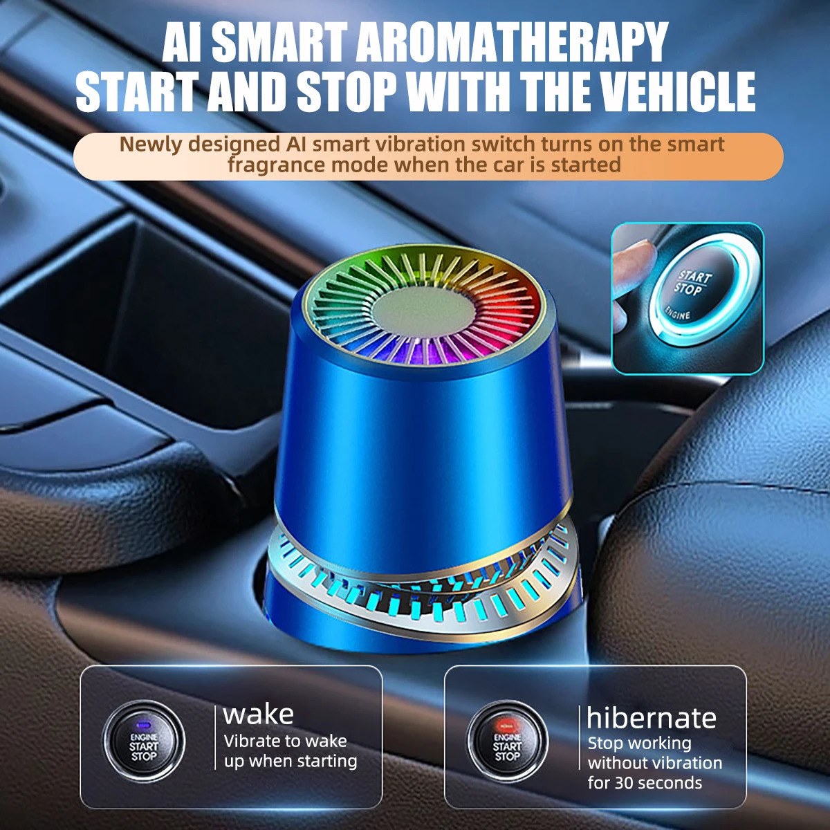 Car fragrant perfume Gu Long ocean Gardenia liquid perfume Car interior Air freshener with LED RGB ambient light 250214