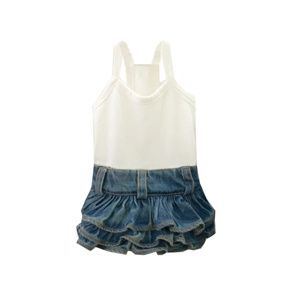 Fashion Designer Dog Clothes New Cotton Jean Cake Dress Small Dog Skirt