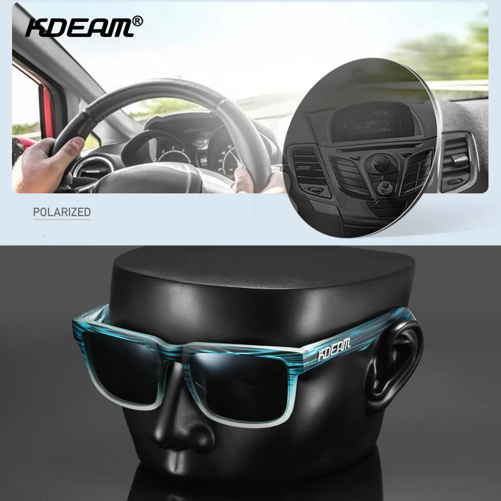 KDEAM Classic Polarized Sunglasses Men Women Colorful Lens Square Sports Sun Glasses Pochromic Fashion Driving Shades 250214