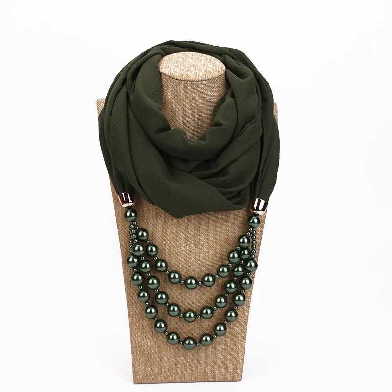 Womens Scarf with Beads Pearl Muslim Womens Jewelry Store Womens Scarf Muffler Chiffon Fabric Shl Headpiece W250218