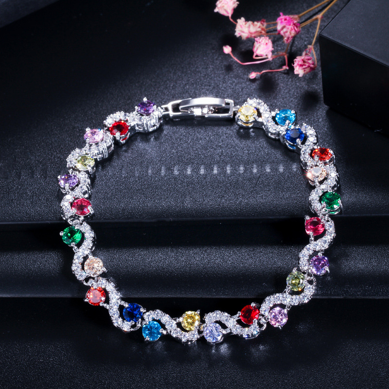 Handmade Sparkling Rulalei Brand Wedding Bracelet Luxury Jewelry 18K White Gold Sapphire 5A Cubic Zircon CZ Diamond Gemstones Party Women Bridal Bangl
