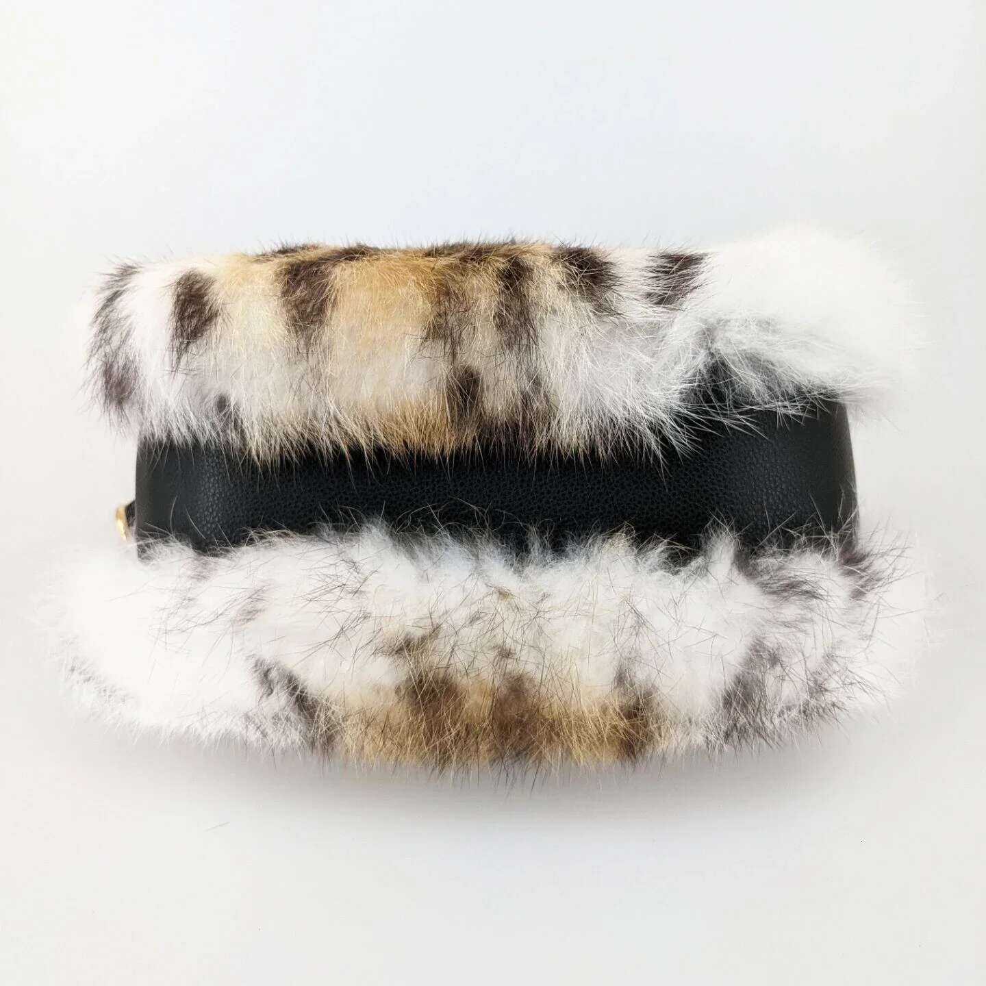 Natural real rabbit fur handbag women pearl purse elegant bag mini 2024 winter furry for party wedding white Leopard print