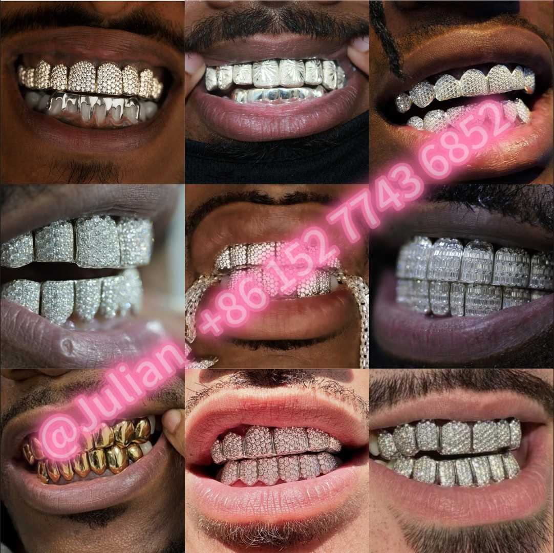 Deep Perm Cut Grillz Custom VVS Moissanite Hip Hop Grillz 16/20 Teeth 14K 18K White Gold Diamond Iced Out Grillz Jewelry