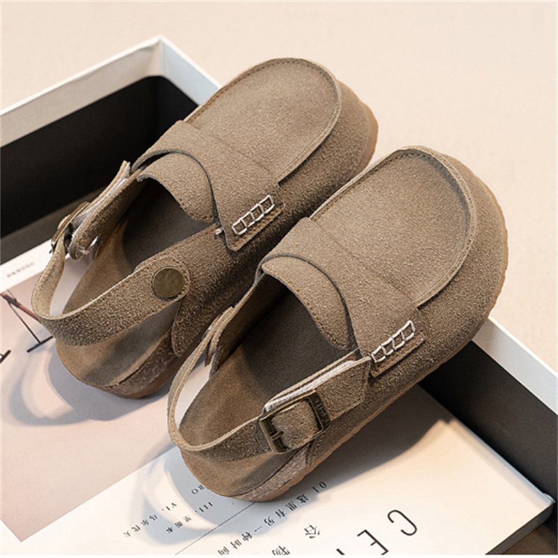 Kids Designer Sandals Boys Girls Summer Slippers Size 26-35 Child Shoes Retro Children Baotou Wood Bottom Sandal Fashion Non-slip Slides z250513