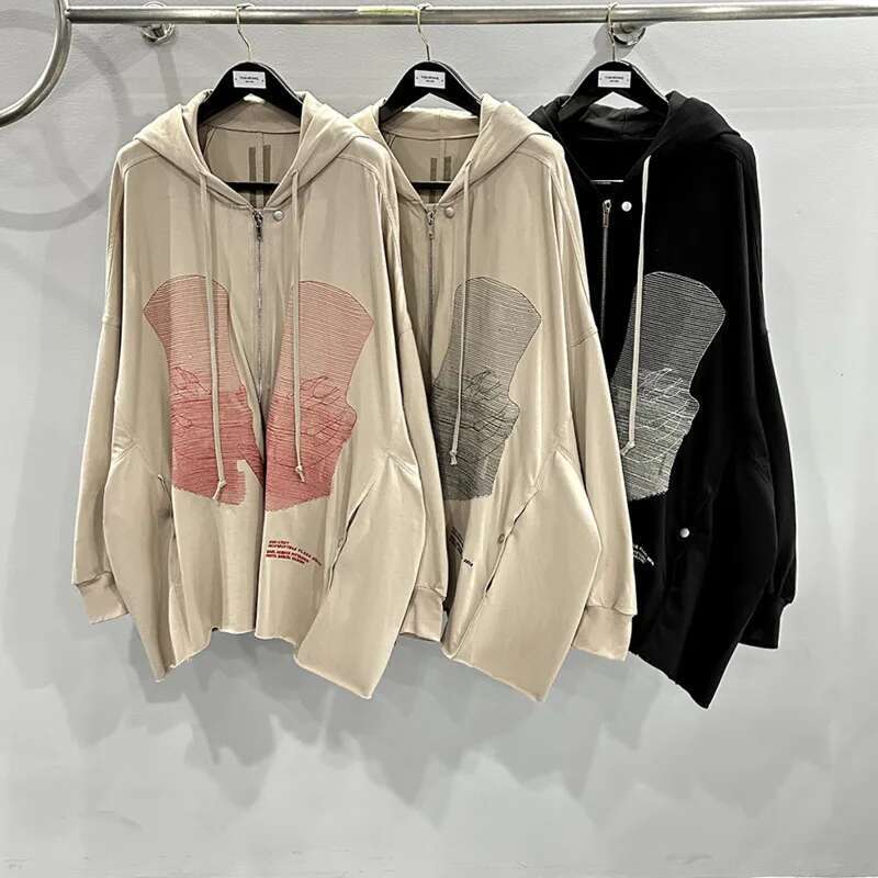 HKSH Men's Tide Dark RO Style Autumn Winter New Gothic Portrait Embroidery Hooded Cardigan Zipper Hoodie Chic Cotton Coat HK2362