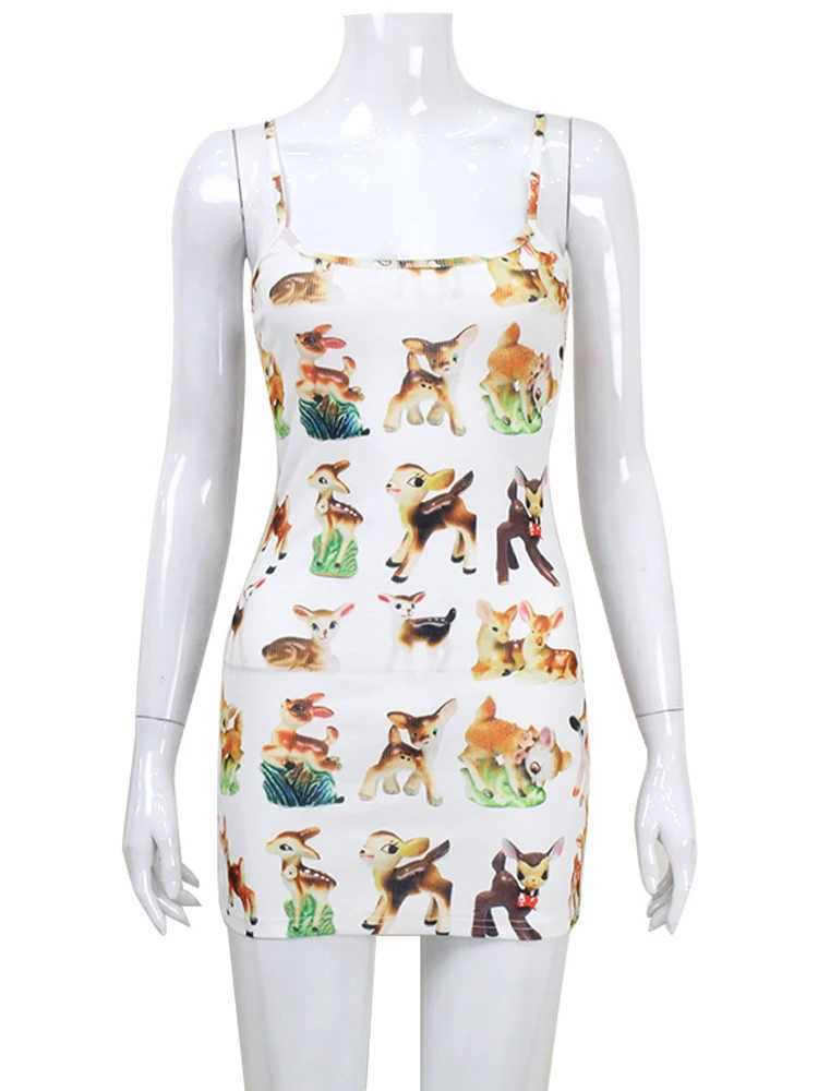 Basic Casual Dresses Ahagaga Fashion Sexy Dr Printed Women Mini Dresses Strtwear Regular Casual Camisole Slveless Slim Bodycon Vestidos Robes H25217