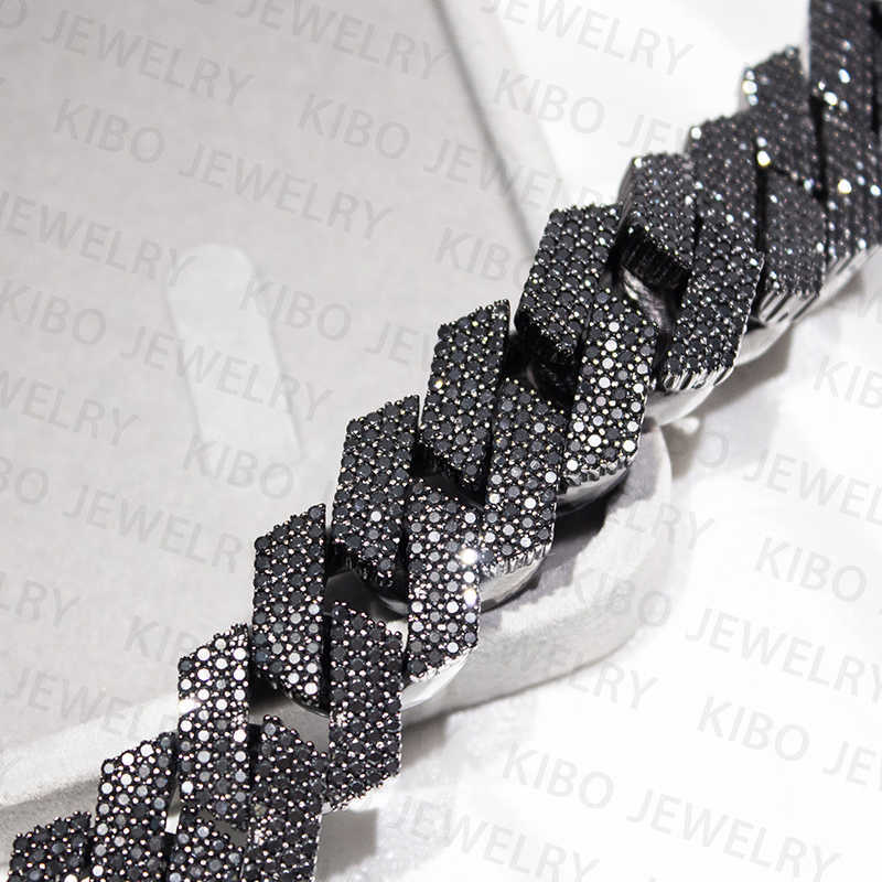 High Quality Black Gold Moissanite Hip hop Jewelry 20mm Cuban Link Chain 925 Silver Iced out Cuban Chain Necklace