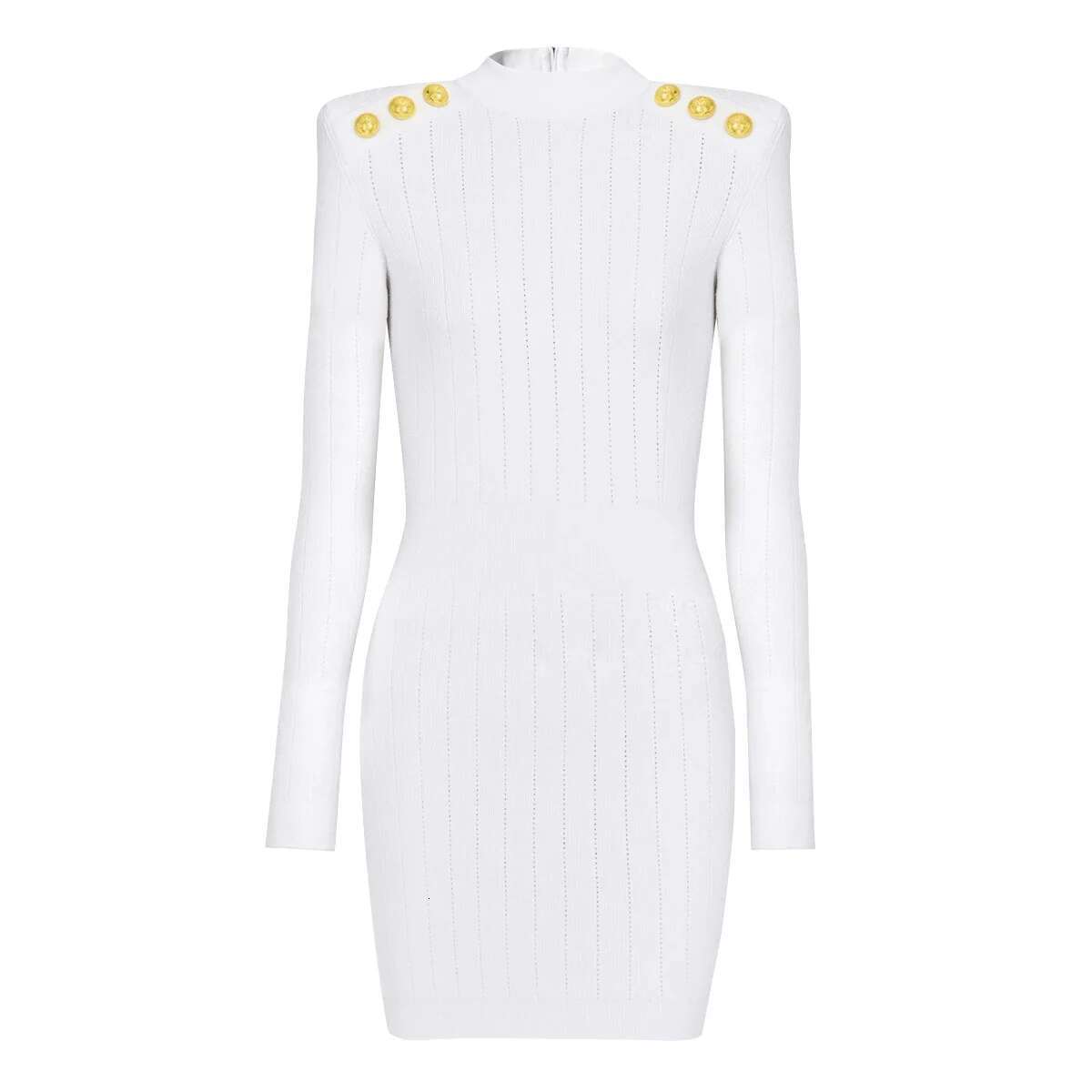 ZJYT Autumn Winter Stand Collar Solid Knitting Sweater Dresses For Women 2024 Fashion Long Sleeve White Party Dress Vestidos