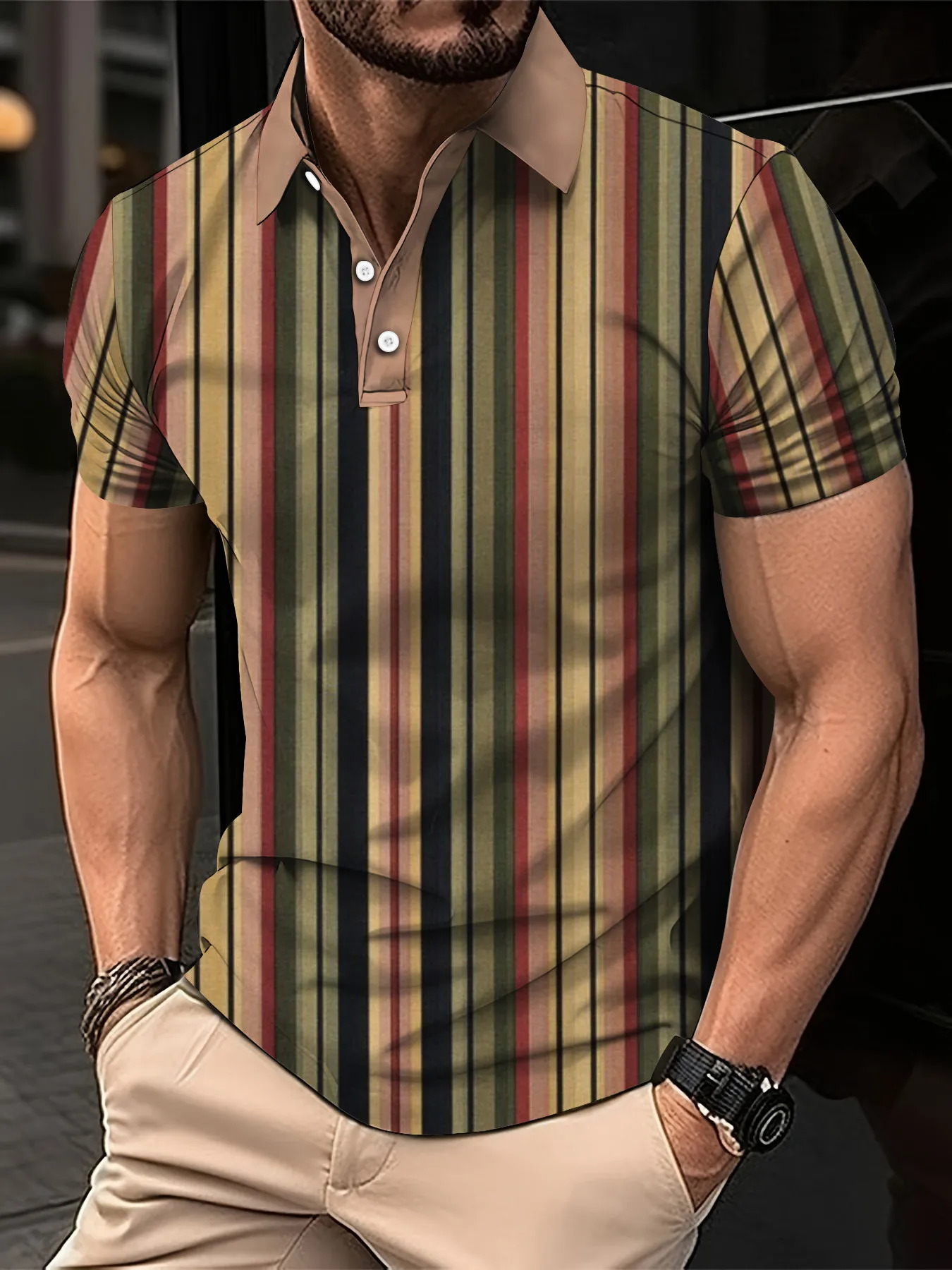 Summer selling mens colorful striped polo shirt Tshirt casual and comfortable street style clothing toplevel 250213