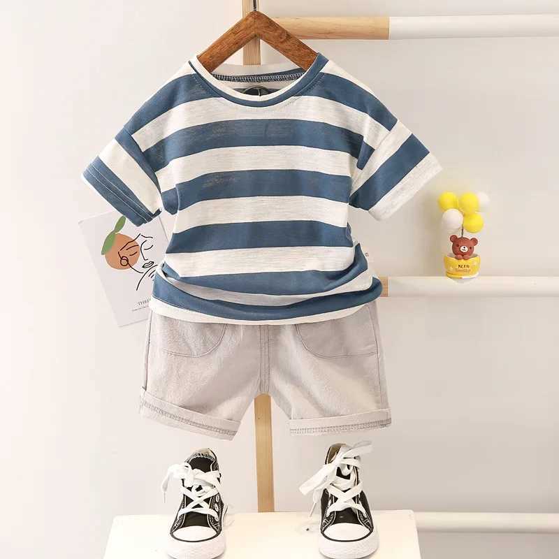 New Summer Baby Boys Clothes Suit Children Girls Cotton Striped T-Shirt Shorts 2Pcs/Sets Toddler Casual Clothing Kids Tracksuits W250218