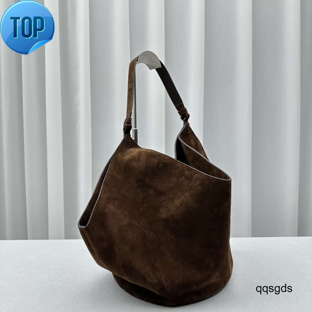 Designer Khaite Lotus Large Tote Suede Leather Womens Single Shoulder Bag