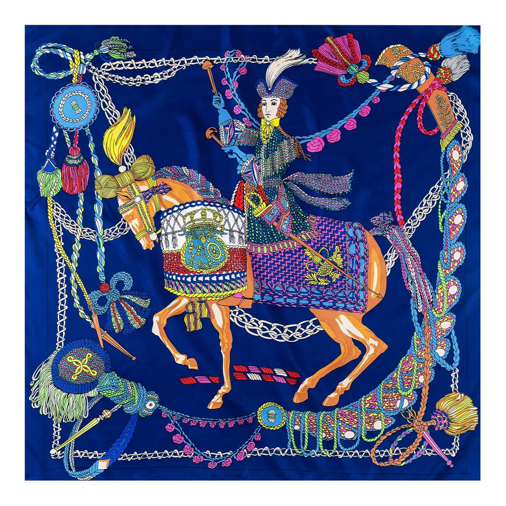 Handmade Curled Twill Silk Scarf Womens Timpani Printed Square Scarf Echarpes Curled Foulards Womens Wrapped Bandage Headscarf 90CM 250213